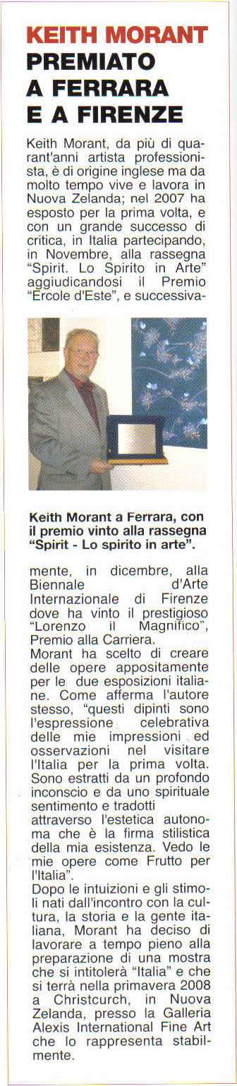 Premiato A Ferrara E A Firenze, Art Journal Italia